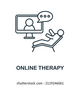 Online Therapy icon. Line element from psychotherapy collection. Linear Online Therapy icon sign for web design, infographics and more.