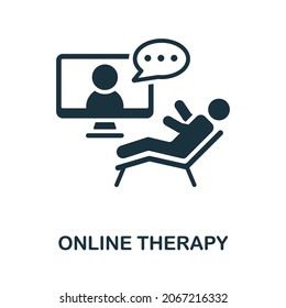 Online Therapy icon. Monochrome sign from psychotherapy collection. Creative Online Therapy icon illustration for web design, infographics and more