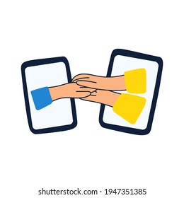 Online therapy. Support, Empathy concept.  Vector hand drawn illustration on white background.