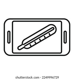 Vector de contorno de icono del termómetro en línea. Salud del paciente. Atención médica