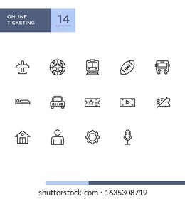 Online Ticket Booking icon pack in outline style