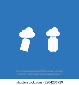 online ticket or cloud system ticketing logo vector with ripped ticket from cloud shape concept 