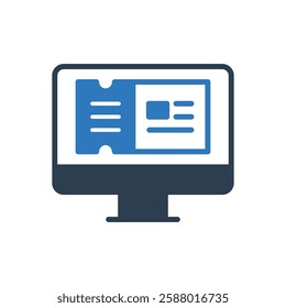 Online Ticket Computer Icon Sign Symbol