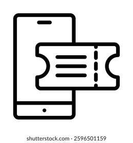 Online Ticket icon illustration in line style. Perfect for website mobile app presentation. Suitable for any user interface and user experience