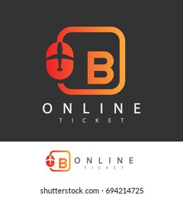 online ticket initial Letter B Logo design