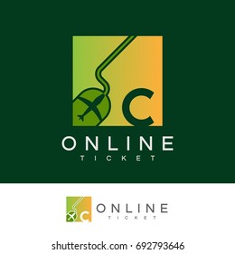 online ticket initial Letter C Logo design