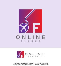 online ticket initial Letter F Logo design