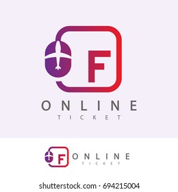 online ticket initial Letter F Logo design