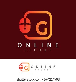 online ticket initial Letter G Logo design