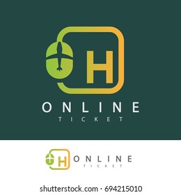 online ticket initial Letter H Logo design