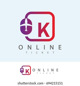 online ticket initial Letter K Logo design