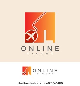 online ticket initial Letter L Logo design
