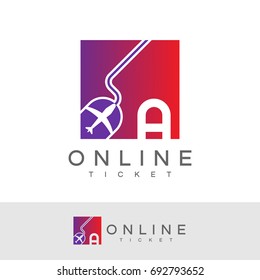 online ticket initial Letter A Logo design