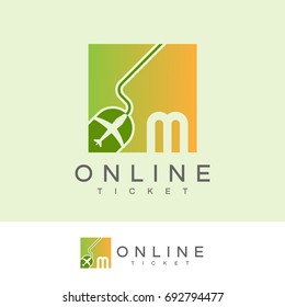 online ticket initial Letter M Logo design
