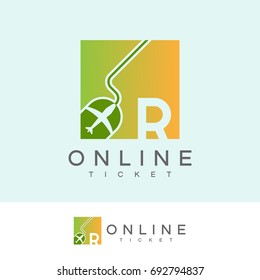 online ticket initial Letter R Logo design
