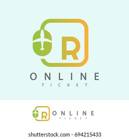 online ticket initial Letter R Logo design