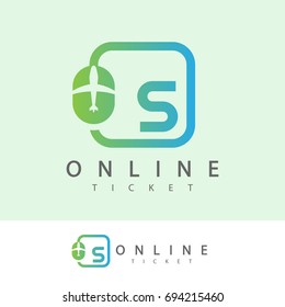 online ticket initial Letter S Logo design