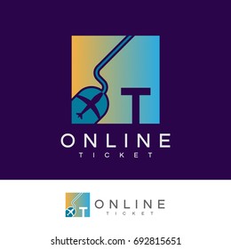 online ticket initial Letter T Logo design
