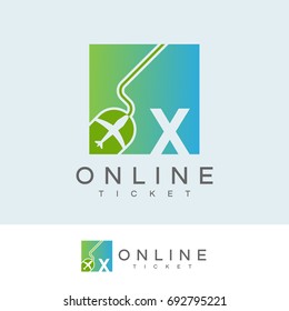 online ticket initial Letter X Logo design