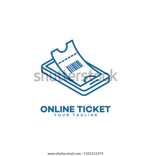 Online ticket logo design template in\
linear style. Vector\
illustration.