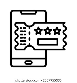 online ticket Vector Lineal Icon on white background.