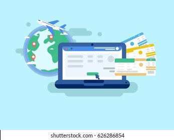 Online tickets setvice. Flat design illustration