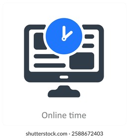 Online Time and digital icon concept