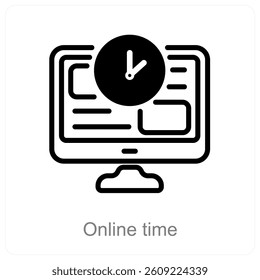 Online Time and digital icon concept