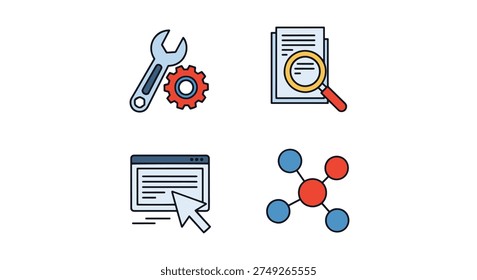 Online Tool Line art abstract clean color vector