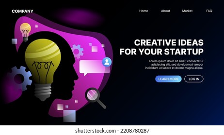 Herramientas en línea para Startups. Landing WebPage Template. Ilustración del vector