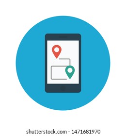 online track location glyph flat vector icon