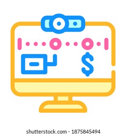 Online-Tracker von Freelancer Web-Site Farbe Symbol Vektorgrafik. Online-Tracker des frei zugänglichen Webseitenzeichens. einzelne Symbolillustration