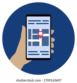 Online tracking concept. Mobile navigation flat style colorful, vector icon for infographics, mobile, print media, websites.
