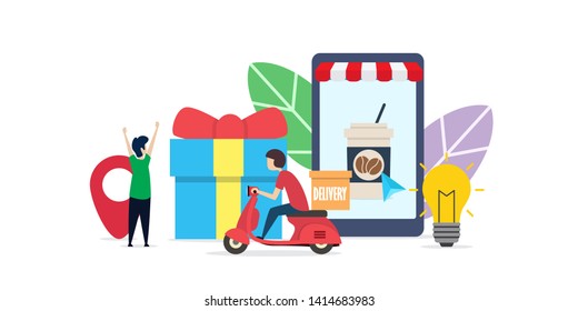 online tracking delivery creative illustration vector of graphic , small people business online delivery illustration vector , vector flat illustration for website landing page