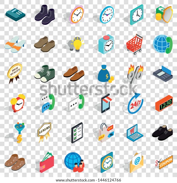 Online trade icons set. Isometric\
style of 36 online trade vector icons for web for any\
design