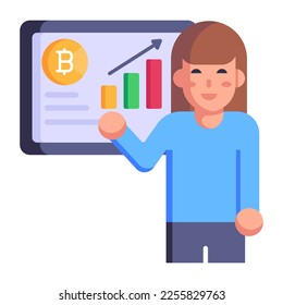 An online trader of bitcoin, flat icon