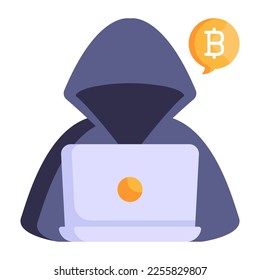An online trader of bitcoin, flat icon