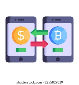 An online trader of bitcoin, flat icon