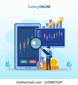 online trading concept. Forex trading strategy, Investing in Stocks. Flat vector template