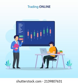 online trading concept. Forex trading strategy, Investing in Stocks. Flat vector template