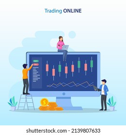 online trading concept. Forex trading strategy, Investing in Stocks. Flat vector template