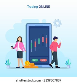 online trading concept. Forex trading strategy, Investing in Stocks. Flat vector template