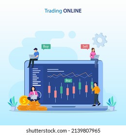 online trading concept. Forex trading strategy, Investing in Stocks. Flat vector template