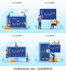 online trading concept. Forex trading strategy, Investing in Stocks. Flat vector template	