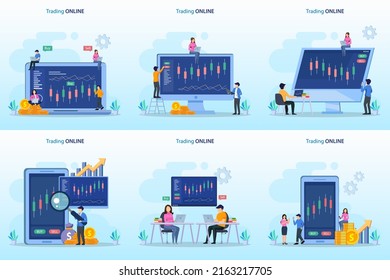 online trading concept. Forex trading strategy, Investing in Stocks. Flat vector template