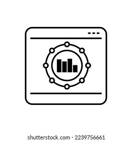 Vector de icono de comercio en línea. Estadísticas. Signo de ilustración de análisis. Programar símbolo o logotipo. 