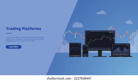 online trading platforms concept for website landing homepage template banner or slide presentation cover