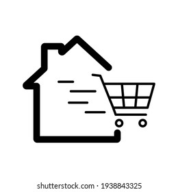 Online trading. Selling goods from home. Vector illustration. Conceptual business icon