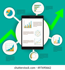 Online trading, Online stock market analysis concept in flat illustration concept for web banners, advertising, web sites, printed materials, infographics.