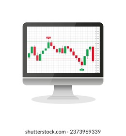 Online Trading vector illustration. Cryptocurrency or stock price graph on a computer screen.